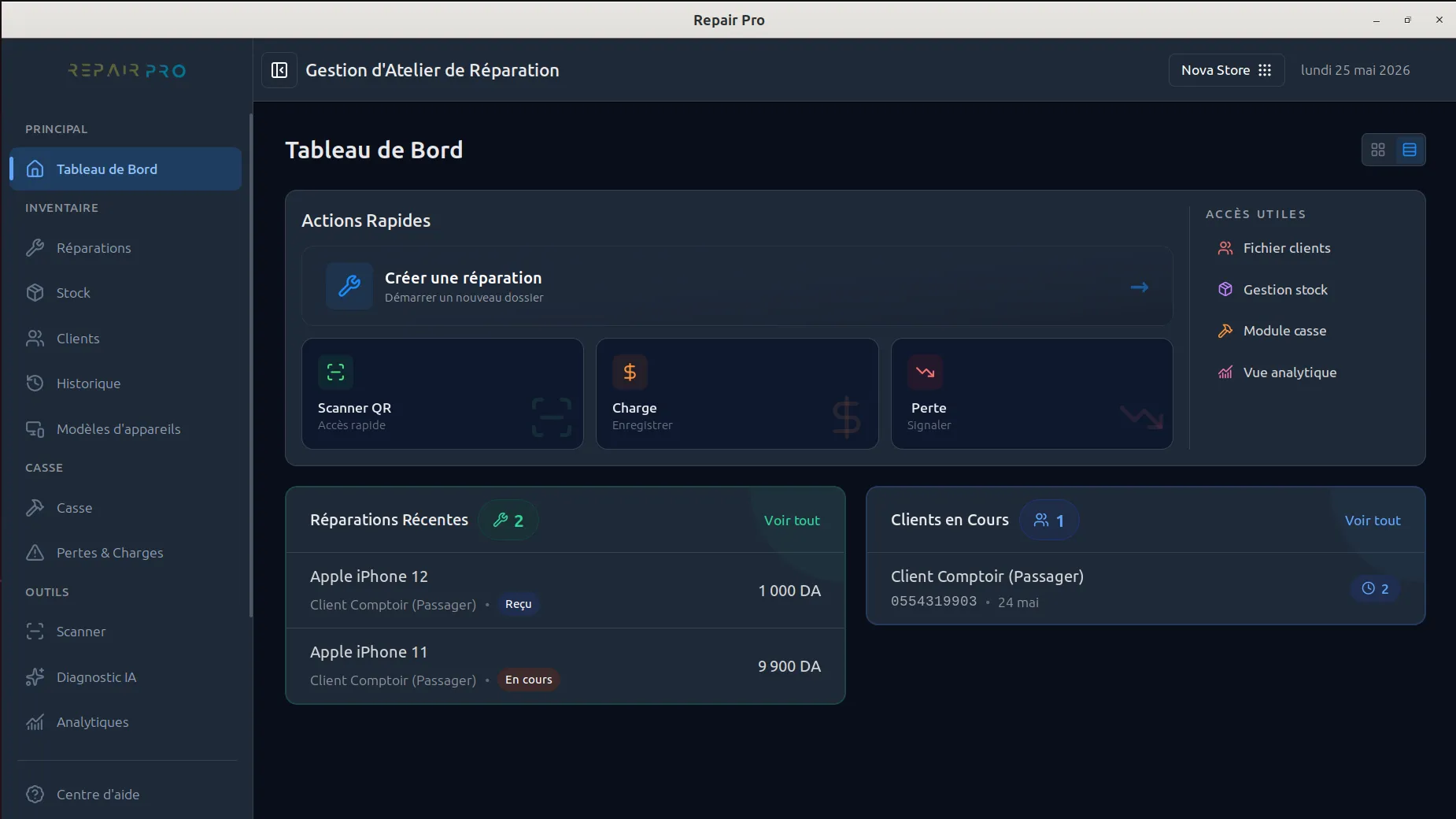 Une interface pensée pour les techniciens
